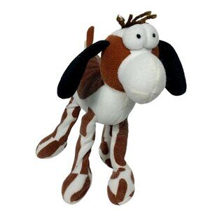Vintage 1996 Toy Concepts Brown White Spotted Posable Dog Stuffed Toy 7"
